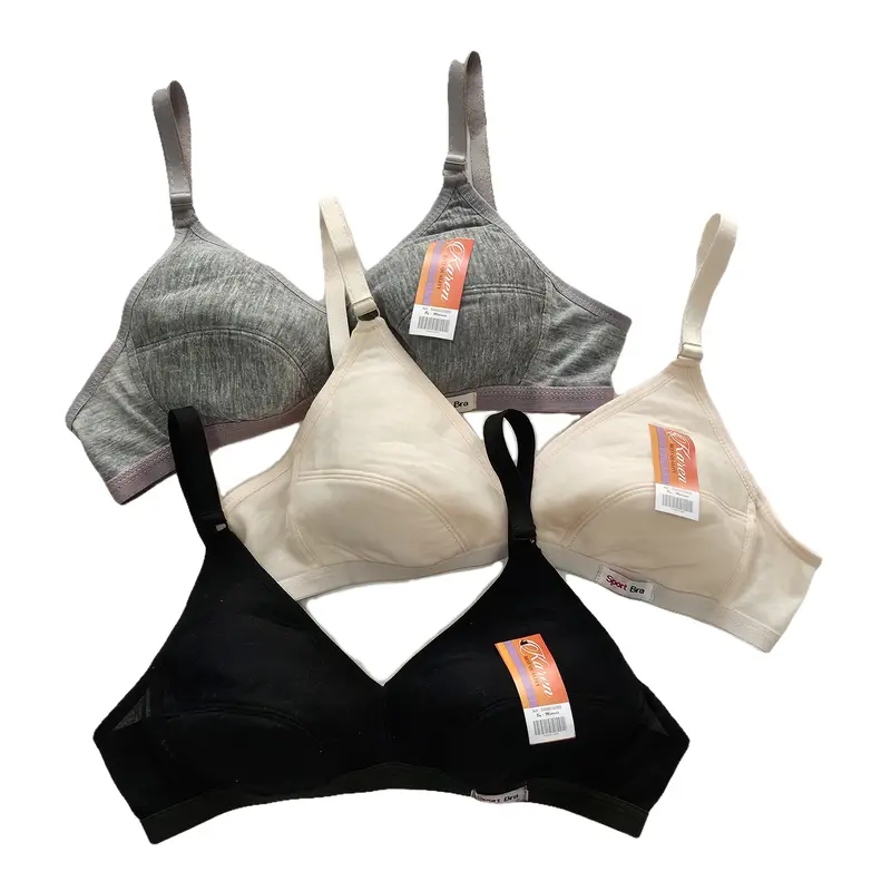 20RIBU Dapat 3PCS Sportbra Wanita Bh Bra Sport Remaja Tanpa Busa Katun Polos Ukuran 34-38 kait 2 4