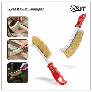 SJT - Sikat Kawat Baja Kuningan Penghilang Karat Bengkok Lengkung / Sikat Golok Las Kawat Kuningan Gagang Fiber Wire Brush