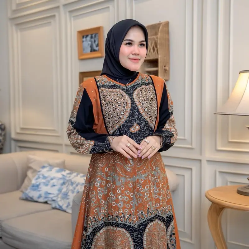 Gamis Batik Kekinian Cantik Gamis Batik Wanita Busui Terbaru Gamis Gamis Pesta 1