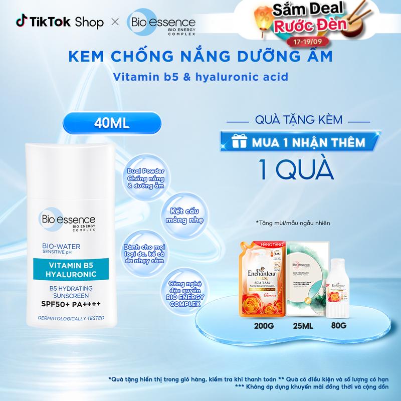 Kem Chống Nắng dưỡng ẩm Sunscreen Bio-Essence Bio-Water B5 SPF50 PA+++ 40ml