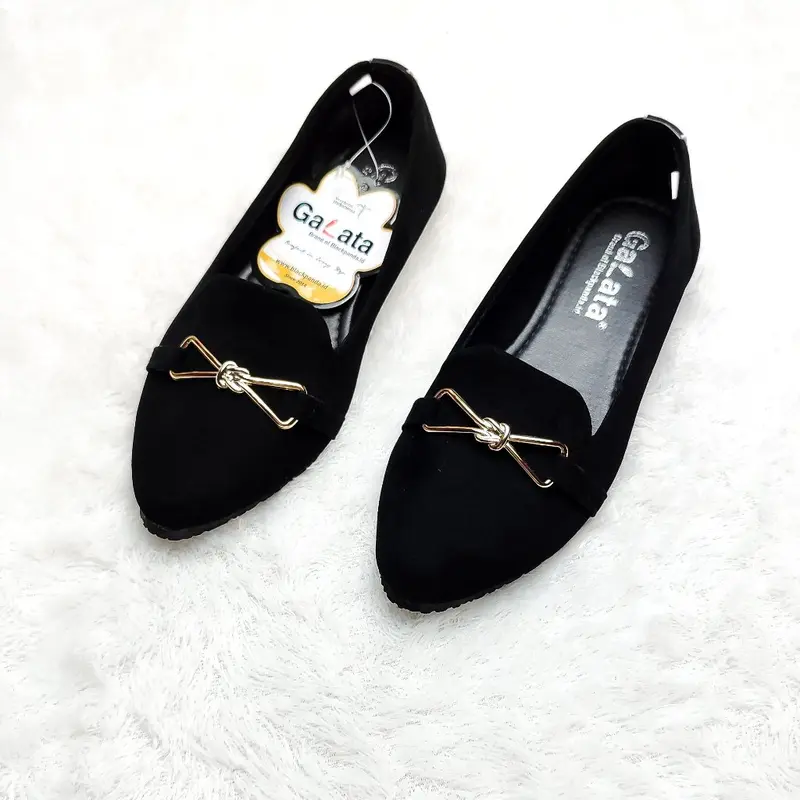 Blackpanda Lafur Flatshoes Wanita Cantik Ujung Lancip Hitam Kerja Karet flat shoes sandal sepatu kerja wanita 1