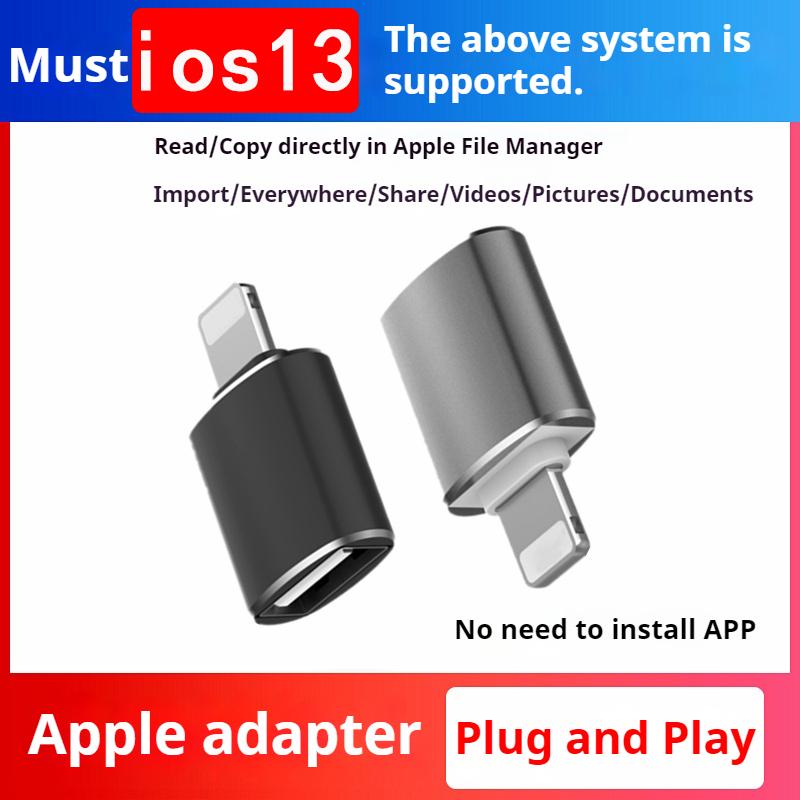 อะแดปเตอร์ USB เป็น Lightning, สำหรับ Apple iPhone 16/15/14/13/12 Pro/11/XR/XS/MAX, การเชื่อมต่อ OTG