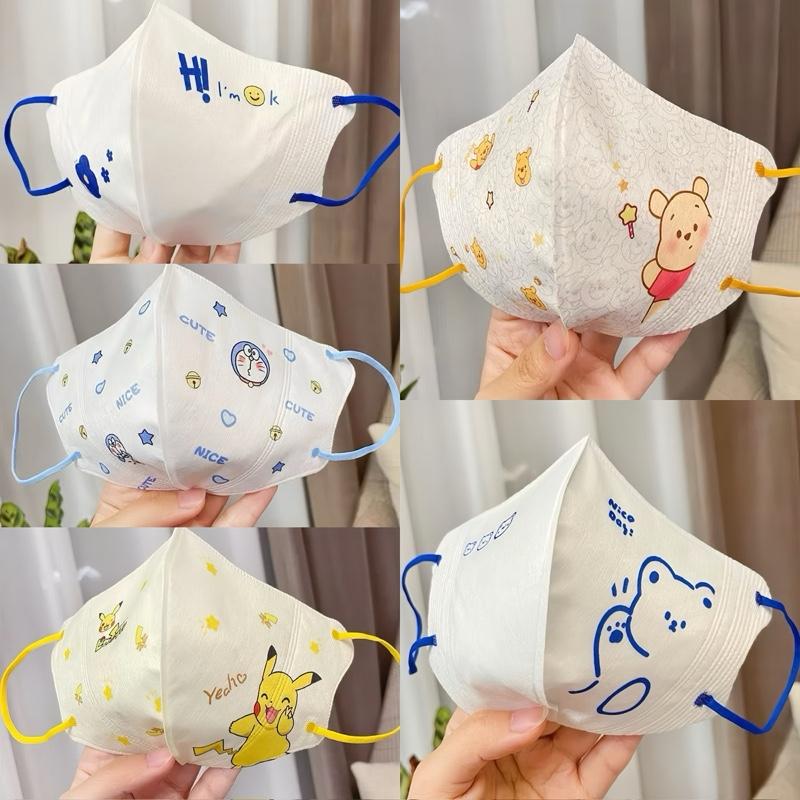 Combo10/50 Cái  Khẩu Trang In Hình Bộ Gấu Cho bé Trai,Gái Từ (0-8 tuổi từ 6-30kg) Vải Lụa Mềm,ép Túi riêng từng cái.