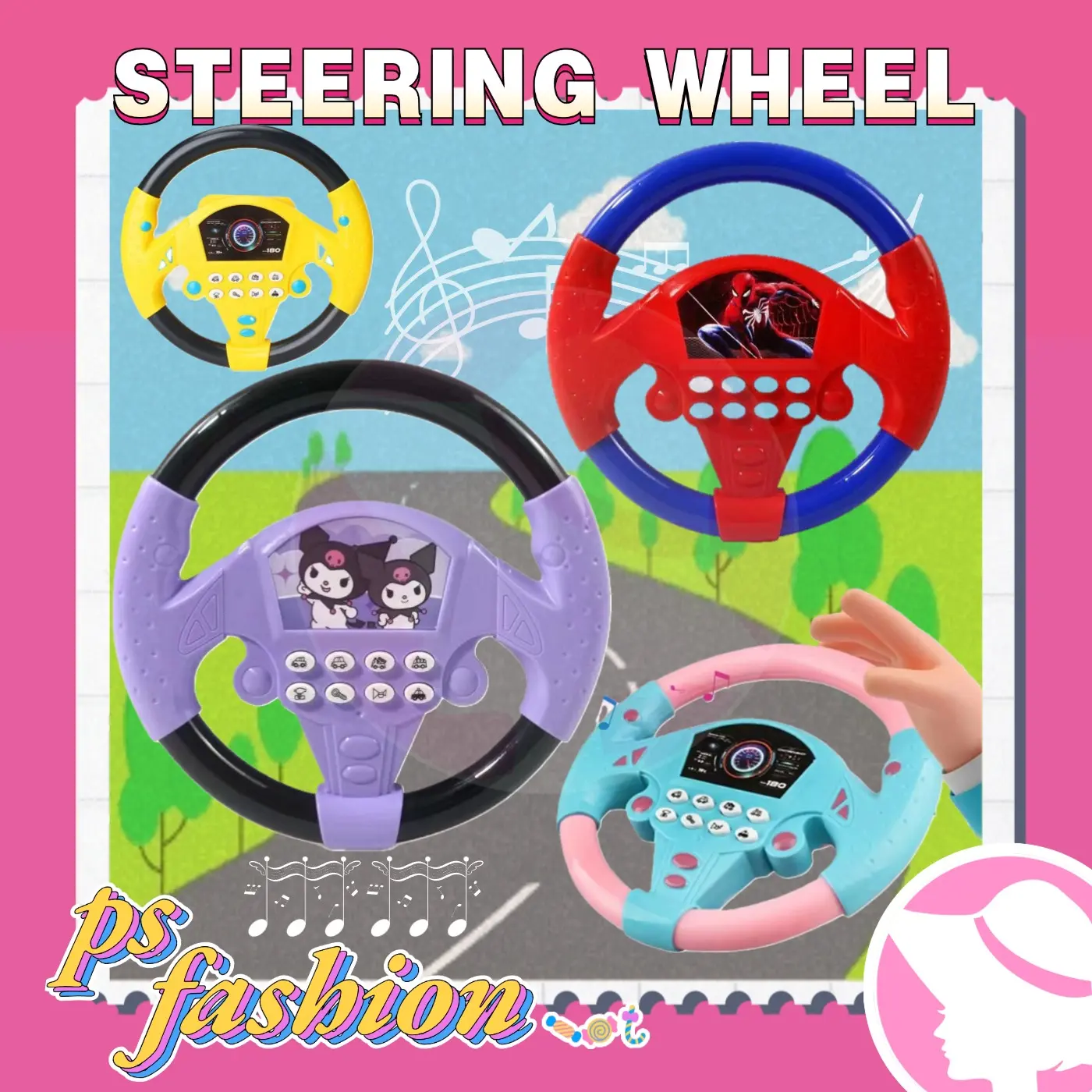 Stereng Mainan Budak Kids Car Steering Wheel Toy Steering Wheel Mainan Kanak Simulation Toys Mainan Stering Kereta Streng Kereta Budak Babies Children