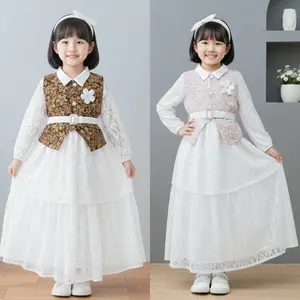 Fakuro Gamis Lebaran Anak Rompi Bahan Fukuro Motif Mix Brukat Farian + Belt Cantik Lebaran Anak Perempuan Usia 3 - 10 Tahun Gamis Kekinian Lengan Panjang Baju Muslim Anak Perempuan Gams Lebaran Anak Perempuan Terbaru 2026