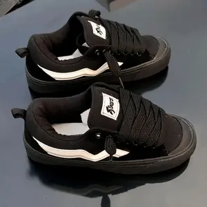Sepatu Model Tali Busa Gemuk Gendut sole decit berdecit Warna Hitam Untuk Perempuan dan laki laki Remaja dan Dewasa Outfit skena running Jogging Terbaru Sekolah Sd Smp Sma Shoe Pria