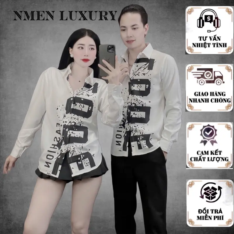 Áo Sơ Mi Nam Nữ [Cao Cấp] Dài Tay In Chữ "LODE" Phong Cách Boy Phố Vải Cotton Dày Đẹp X2 Màu Trắng Đen [Thời Trang Nam NMEN] Menswear Shirt