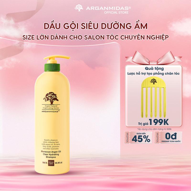 Dầu Gội Siêu Dưỡng Ẩm Thương Hiệu Quốc Tế ARGANMIDAS Phục Hồi Suôn Mượt 1000ml
