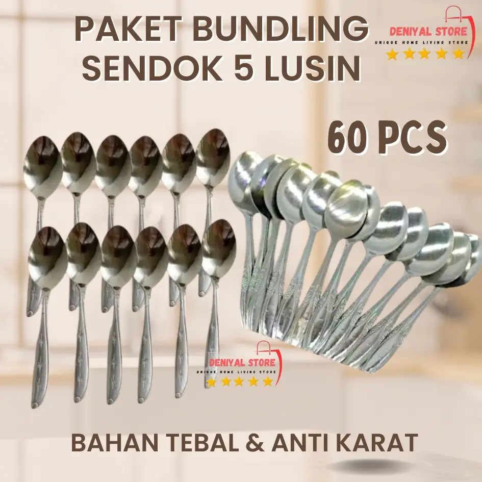 Sendok Makan Bundling 60 Biji 5 Lusin Bahan Tebal Stainless Steel Tahan Karat