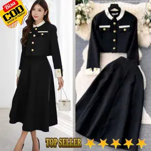 Terbaru... Setelan Korean Stayle Wanita Remaja Busui Full Kancing  One Set Dewasa Kekinian Terlaris