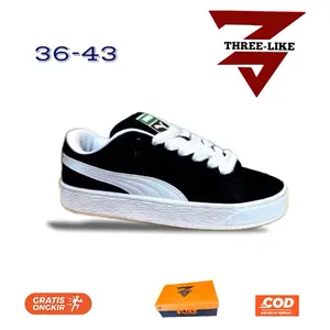 THREE LIKE sepatu p4m4 suede xl black white Shoes Pria Casual Hitam Sneakers Wanita