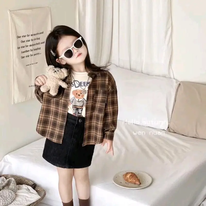 Motif Best seller Atasan kemeja anak bahan katun flanel untuk usia 3-13 Fashion 3
