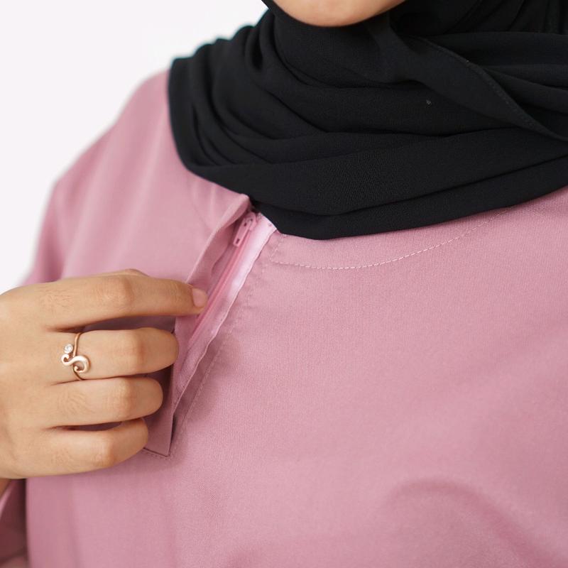 Baju Jaga Oka Resleting Depan Lengan 7/8 One Set Jaga Perawat Nakes Full Set Celana Pakaian Kerja Bidan Dokter Bahan Toyobo Panjang Wanita Setelan Ok 2