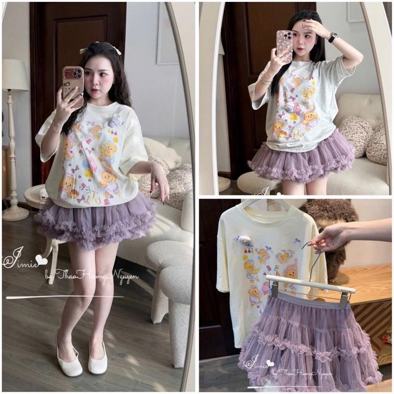 Set Áo In Hình Dễ Thương Phối Chân Váy Voan Tầng Xoè Xinh Nhẹ Nhàng Tôn Dáng -by071803