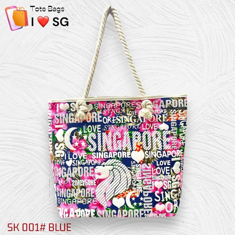 Tas Kanvas Singapore dengan Logo Embos Tebal - Gaya Kasual Minimalis dengan Banyak Ruang Tote 0