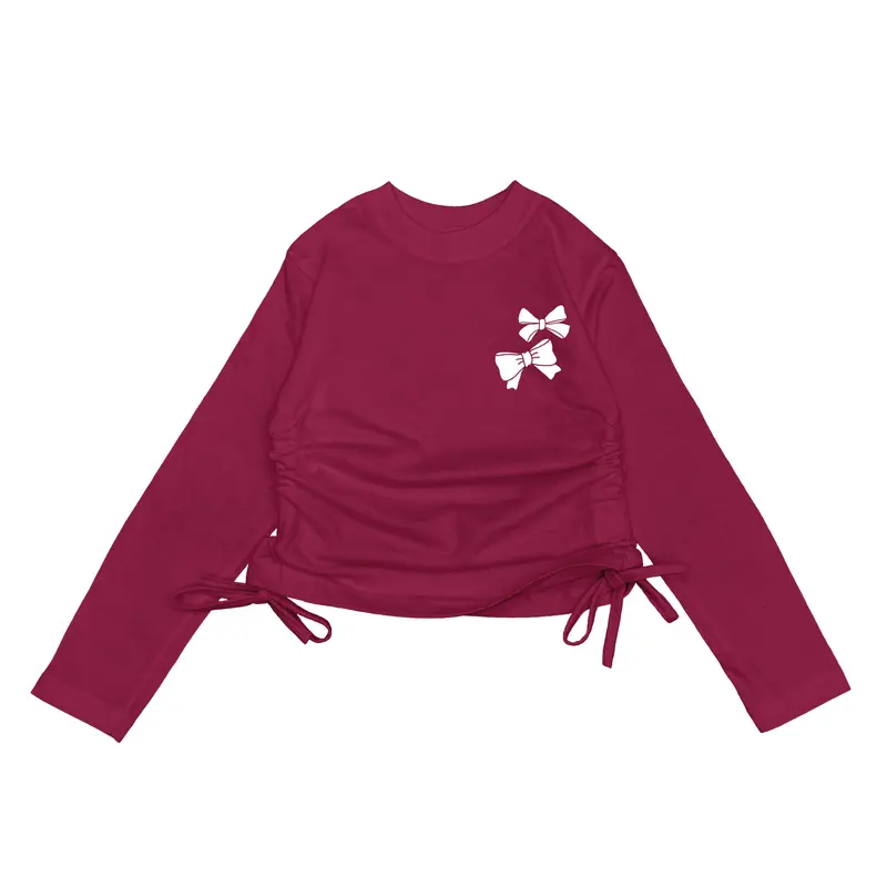 Baju Kaos Crop Serut Anak MECUKIDS Motif PITA 2 Coquette Lengan Tangan Panjang Usia 4 5 6 7 8 9 10 Tahun 3