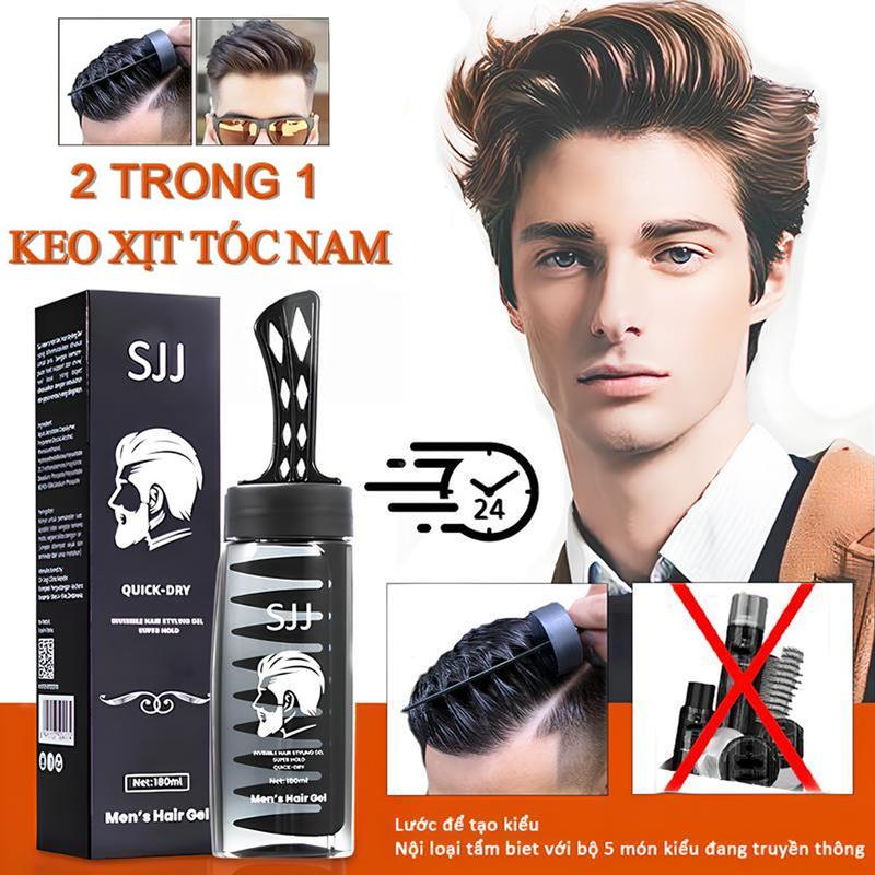 SJJ 2IN1 Keo xịt tóc nam Gel Vuốt Tóc Nam Kèm Lược Cao Cấp Chai mlvuốt tạo kiểu nhanh giữ nếp lâu cả ngày sáp tóc pomade, giữ nếp, tạo kiểu tự nhiên lên đến 24H, nước hoa lưu hương lâu