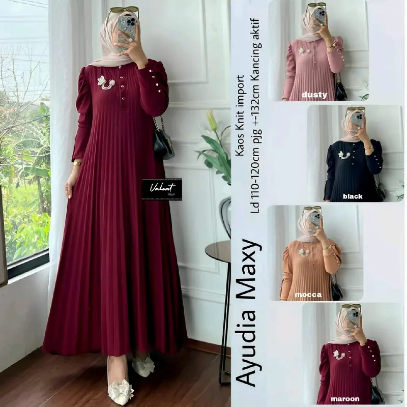 Ayudia Maxy Dress Wanita Bahan Kaos Knit By Valent 0