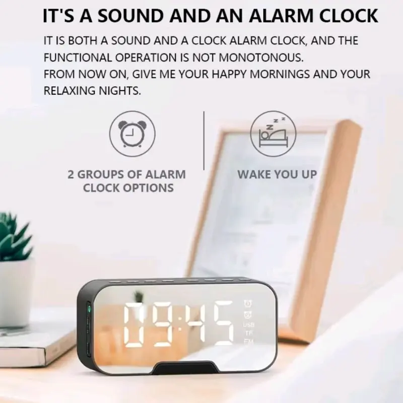 Speaker Mirror Alarm Led Display Musik Box Portable Bluetooth Wireless Bass Mini Stereo Blututh Spiker Music Mp3 Mp4 Player Elektronik 4