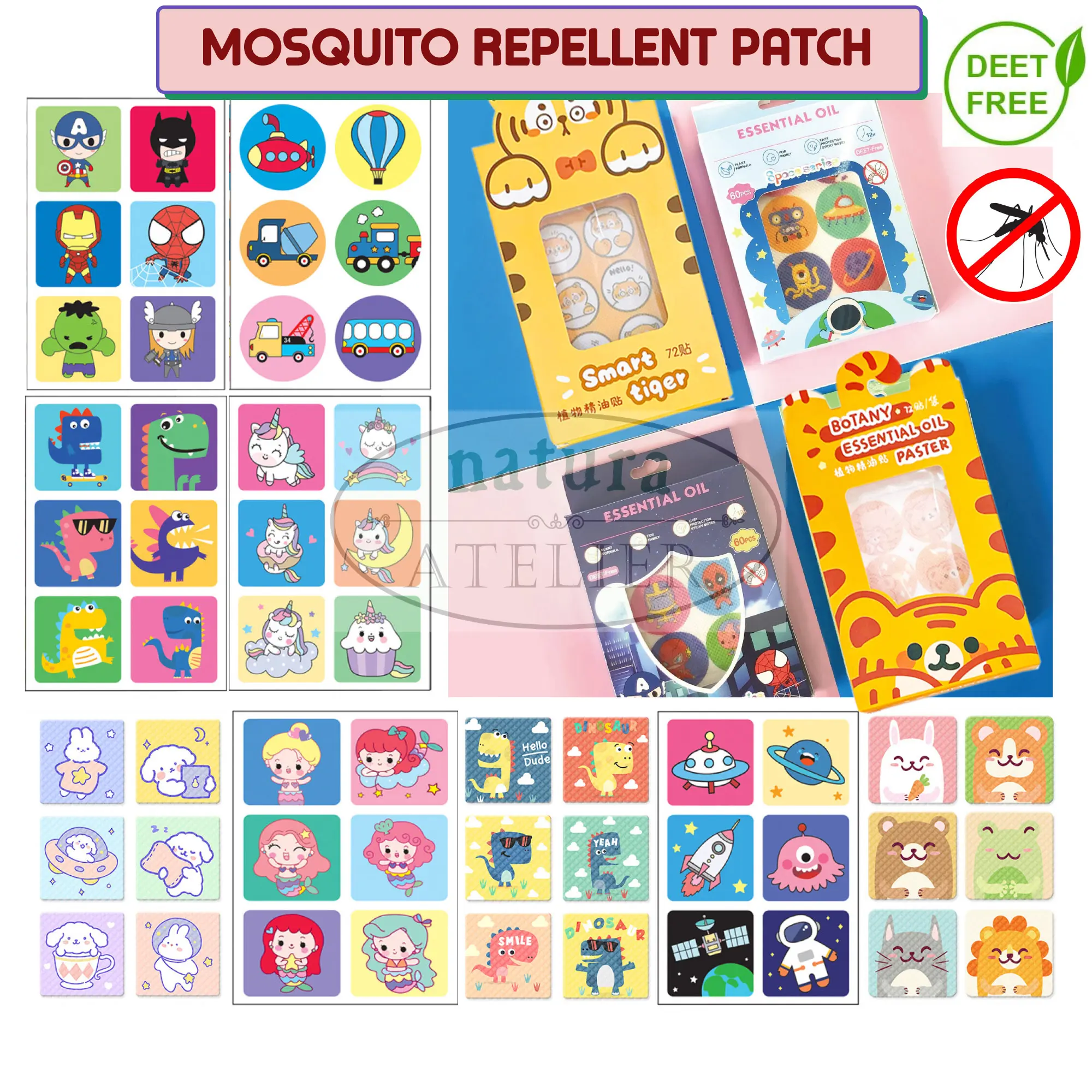 72pcs / 60pcs / 36pcs Mosquito Patch Patches for Baby Kids, with Essential Oil & DEET free