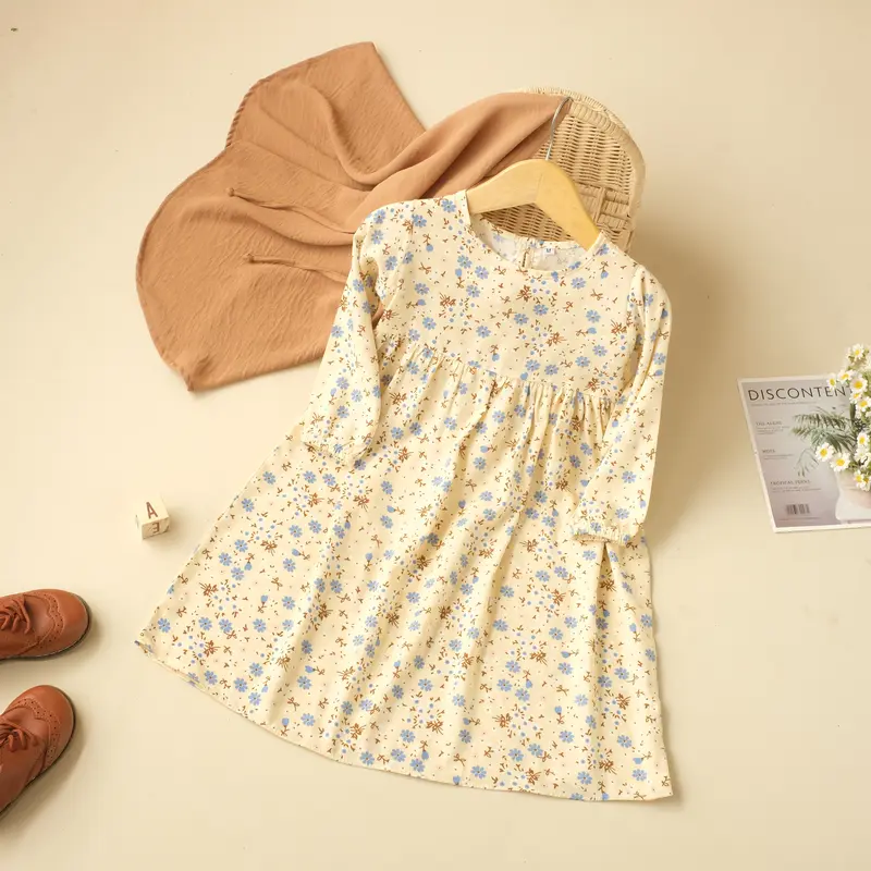 Set Gamis Anak Rayon - size 1 sampai 6tahun - Zunaira Set - Warna warna pastel 5