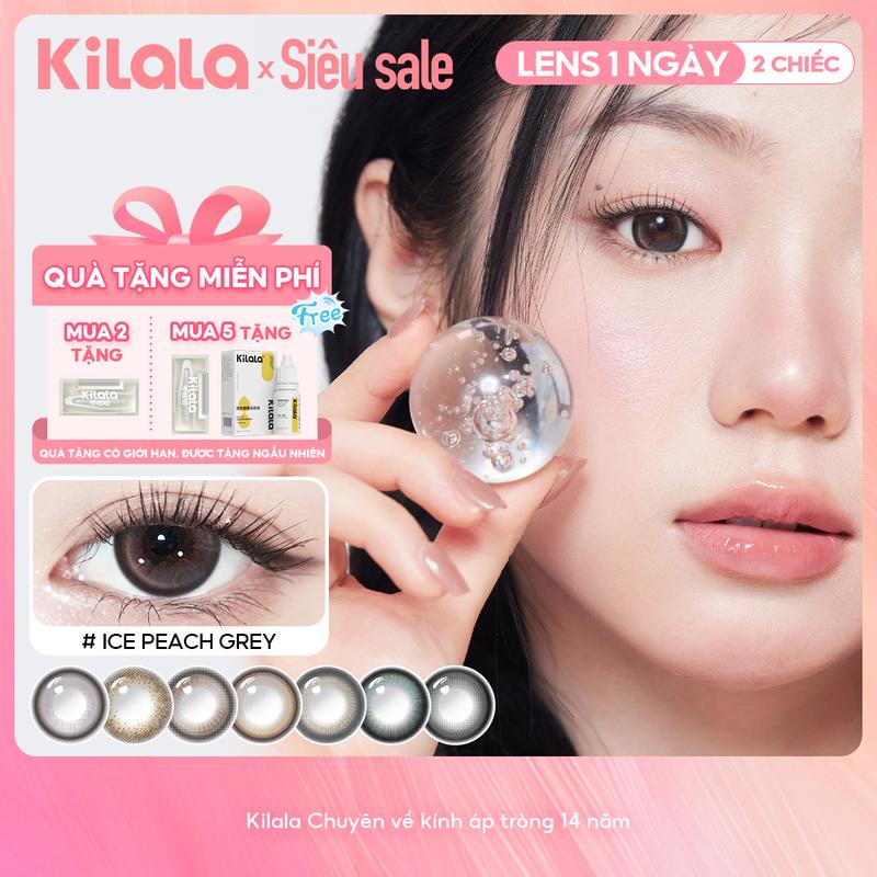 2 chiếc Lens Daily kính áp tròng Kilala màu Nâu Xám Lam Tím DIA 14.0-14.5mm độ cận 0-7 lens mềm mại màu sắc xinh đẹp lên ảnh rất đẹp khiến makeup mắt không còn đơn giản