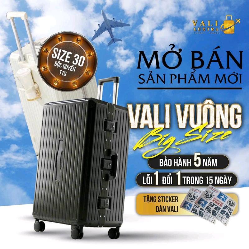 [Vali - Lux989 ] Vali Khung Nhôm MẠ BẠC TITAN + Phiên Bản HÔP VUÔNG (BIG SIZE) Có Ngăn Để Đồ Ướt  - 2 ngăn khoá kéo kín - Có Khay Để Cốc - BH 5 năm - Lỗi Liên Hệ Đổi Mới Miễn Phí