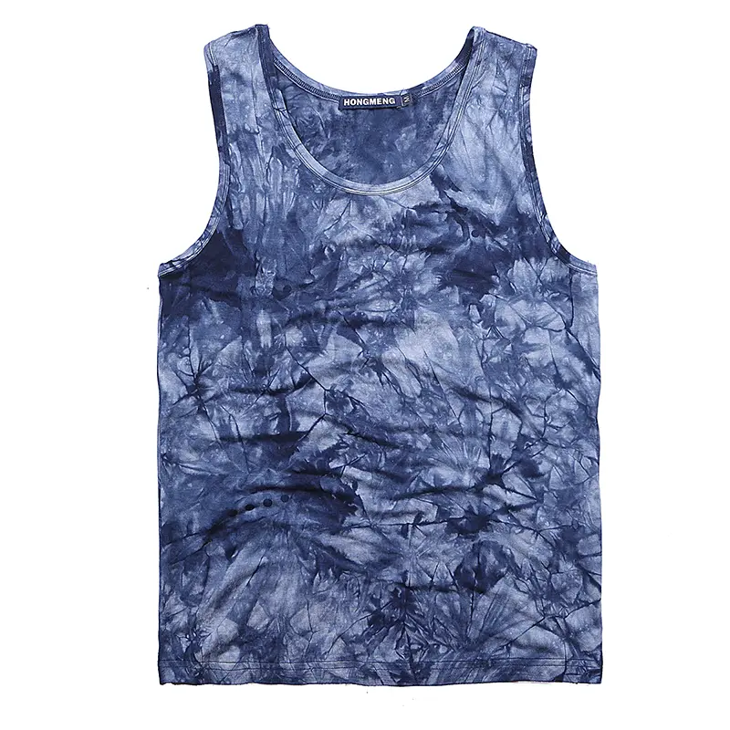 2024 summer men's casual thin vest youth round neck sleeveless ink mercerized cotton sweat absorbing base shirt men Menswear Tops Human Crewneck Beige Plain Bestie Tropical