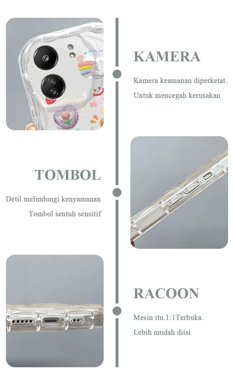 Product Introduction of Casing hp REDMI13C(4G)/POCOC65/13C(5G)/POCOM6(5G) Boneka kartun lucu gelombang transparan cangkang lembut wanita all-inclusive anti-jatuh case 7