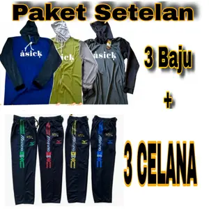 Paket Setelan Kaos Basahan 3 Kaos + 3 Celana Training Panjang Kaos kerja Proyek Kaos Ngarit Kaos Petani Kaos Berkebun Kaos Mancing
