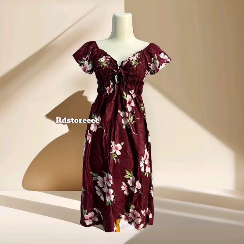 Daster Rayon Smocked Kirana - Ld 120cm, Panjang 110cm - Lembut, Kaki 1
