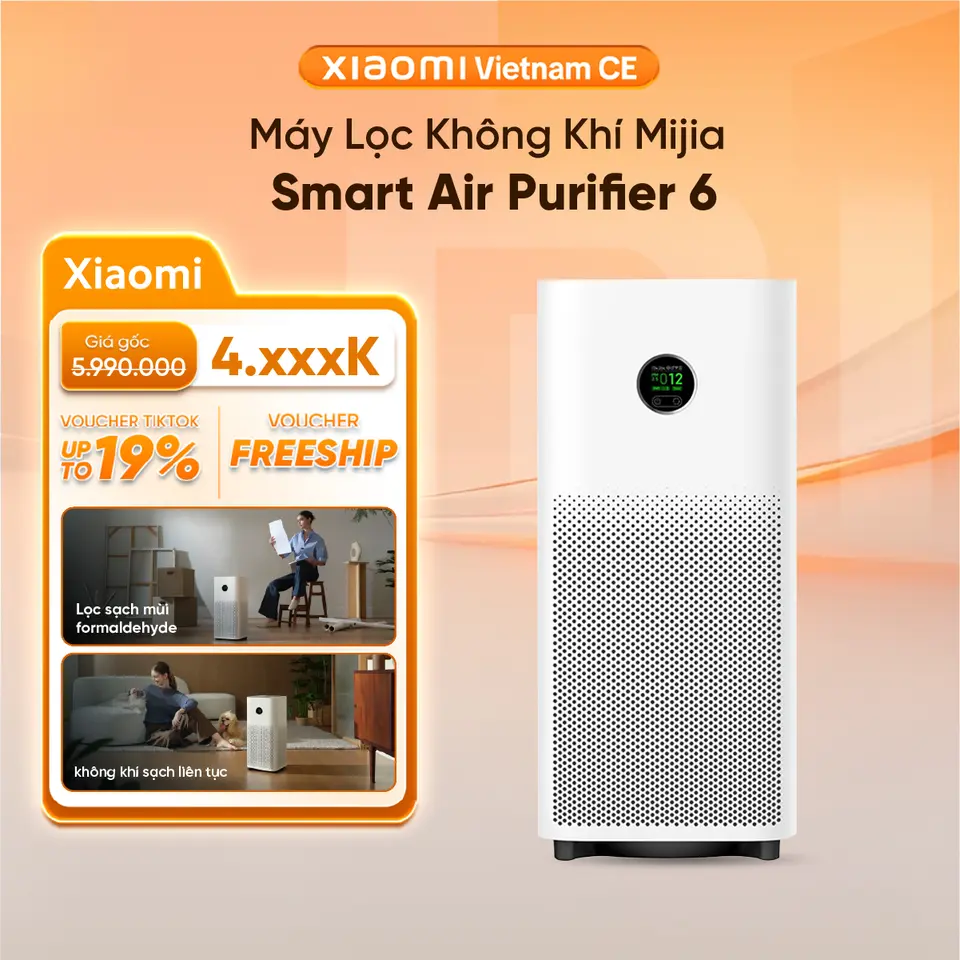 Máy lọc không khí Mijia Smart Air Purifier 6 BHR08MZEU - Hệ thống lọc composite 5 lớp - Diện tích lọc hiệu quả 29–50 m²
