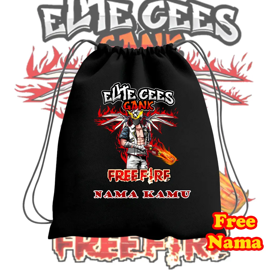 Tas Serut Ransel Anak Free Fireee Freefire FF Elite Cees Murah - Model Kece dan Kekinian sd r ansel