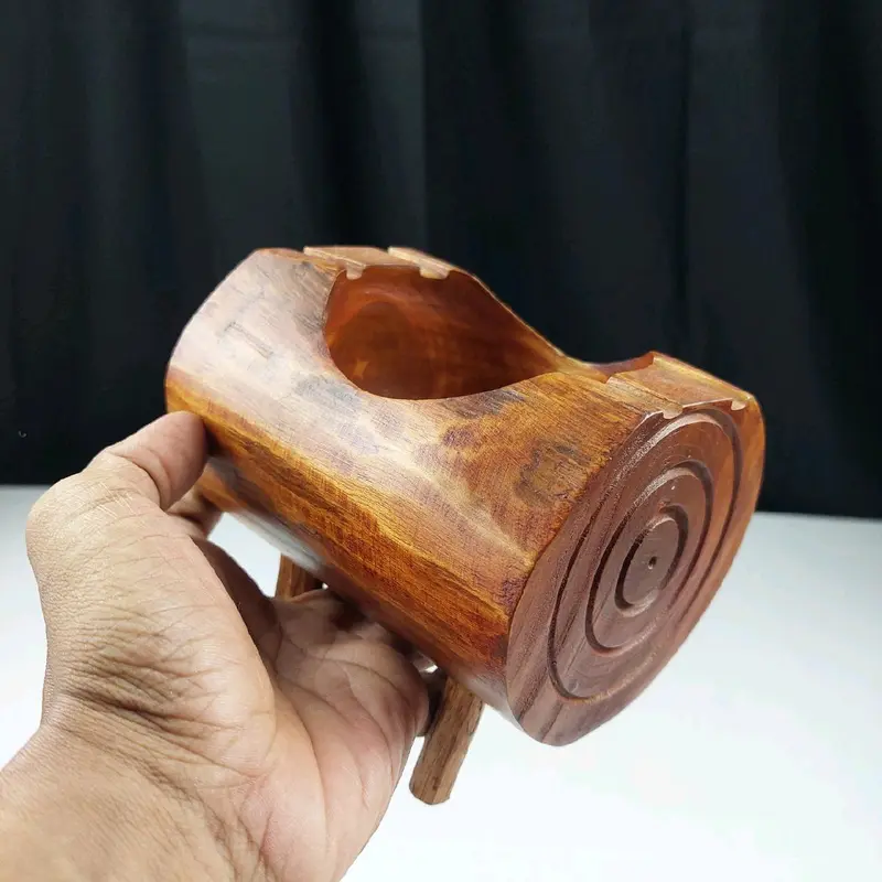 Asbak Beduk Bonggol Jati Miniatur Kayu Jati 13x10x11 cm 3