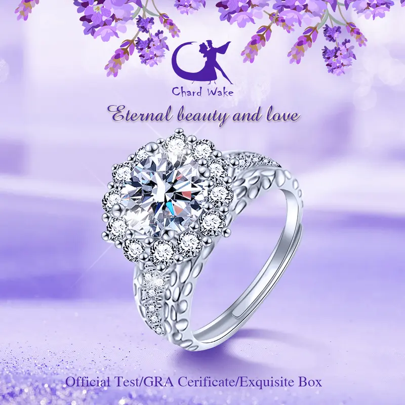 【003Harga telah dibanting, segera di CO】Chard Wake Cincin Wanita Berlian Perhiasan Tunangan Ukuran Bebas 2 Karat Cincin Cewek  CWR021 0