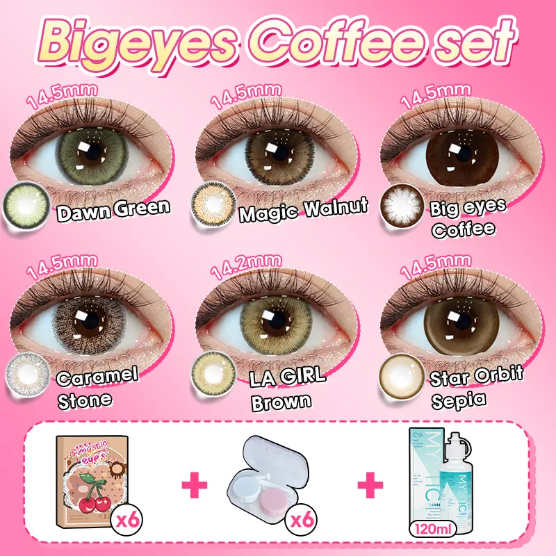 [ Beli 6 GRATIS 13 ] Mysticeyes Softlens Mata 14.0mm-14.5mm (NORMAL) Paket kombinasi :6 Pasang Softlens +Air Pencuci Softlens 120ML+ 6Casing Gratis 2