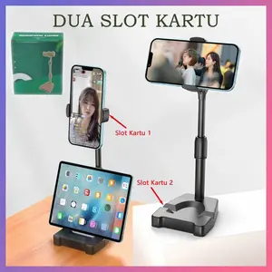 2IN1 Standing Holder Ponsel Penyangga Stand Siaran Langsung Untuk Berputar Menonton Video Stand Tablet Ponsel Multifungsi