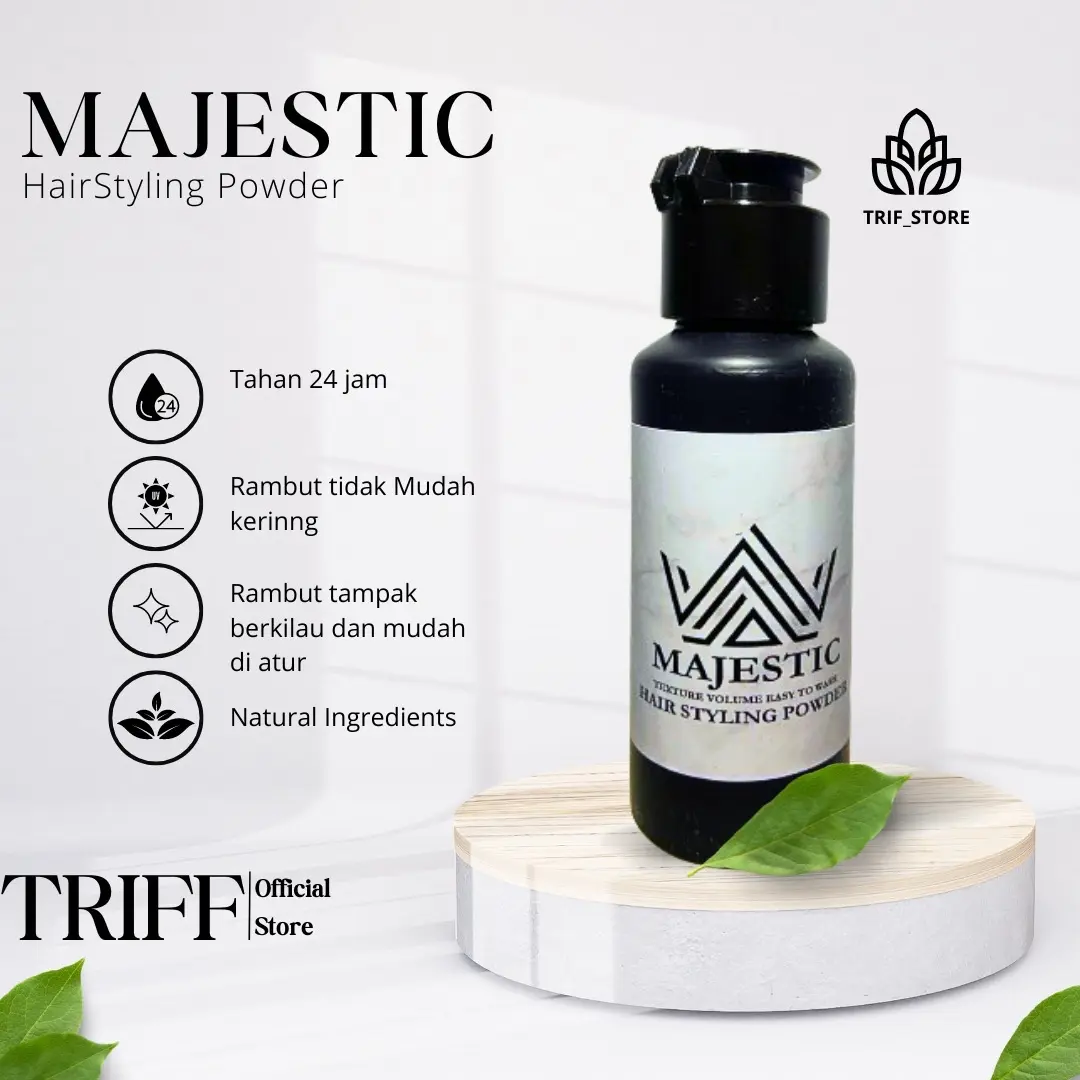 MAJESTIC Hair Powder Clay Bubuk Rambut Bervolume Anti lepek Pomade Hitam