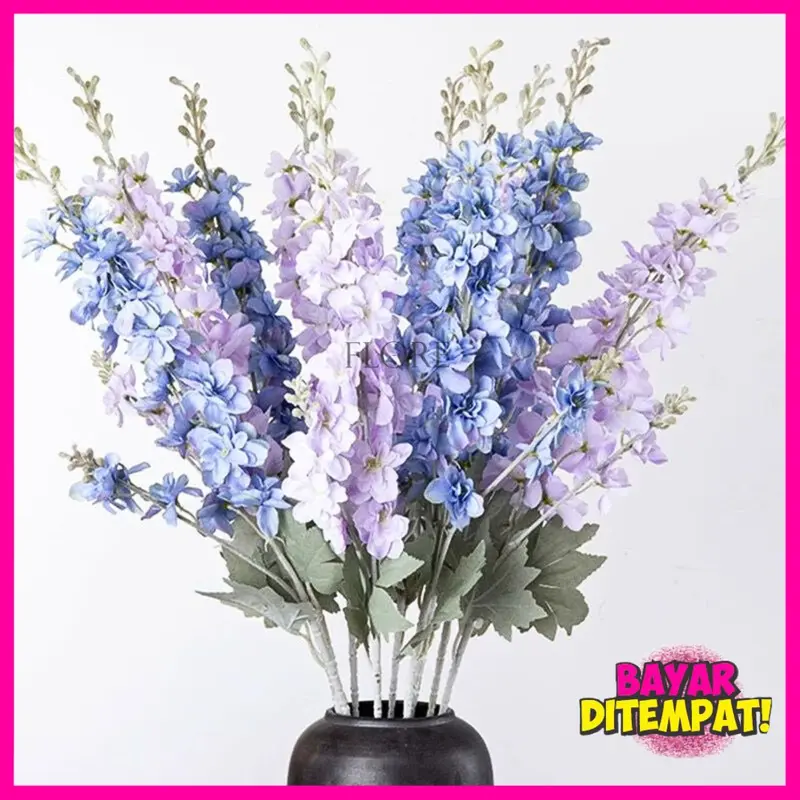 Bunga Snapdragon Cabang2 Bunga Delphinium Sedap Malam/Bunga Artificial Dekorasi/ Bunga Palsu Sedap Malam Dekorasi Tulip (W-189-9) 5