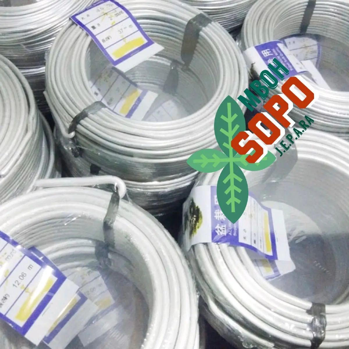 Alat Bonsai, 1 Roll Kawat Bonsai Import Terbaik, Label Biru Original, Warna Putih Doff, kawat alumunium