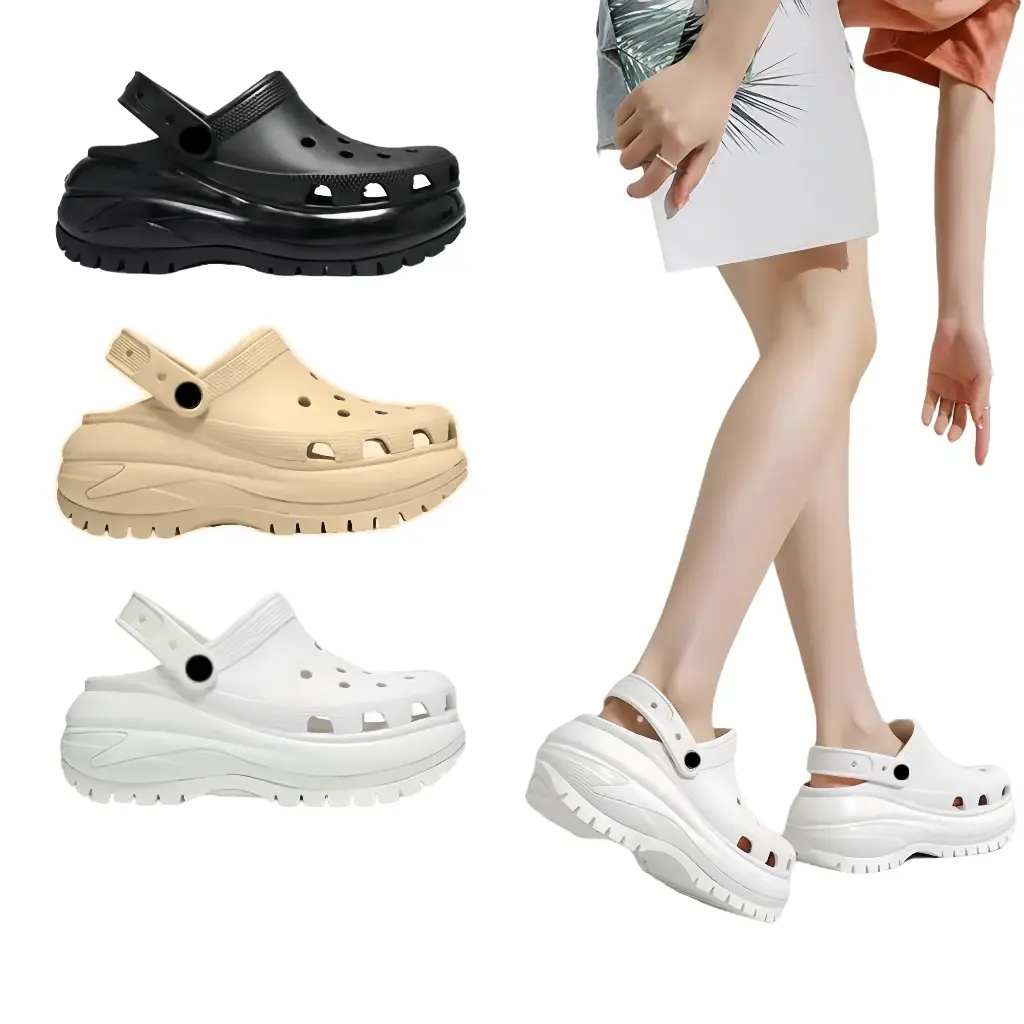 CROCSS sandal wanita Sandal bernapas dan anti bau terbuat dari bahan EVA Sandal penambah tinggi badan 7cm Pengiriman di hari yang sama