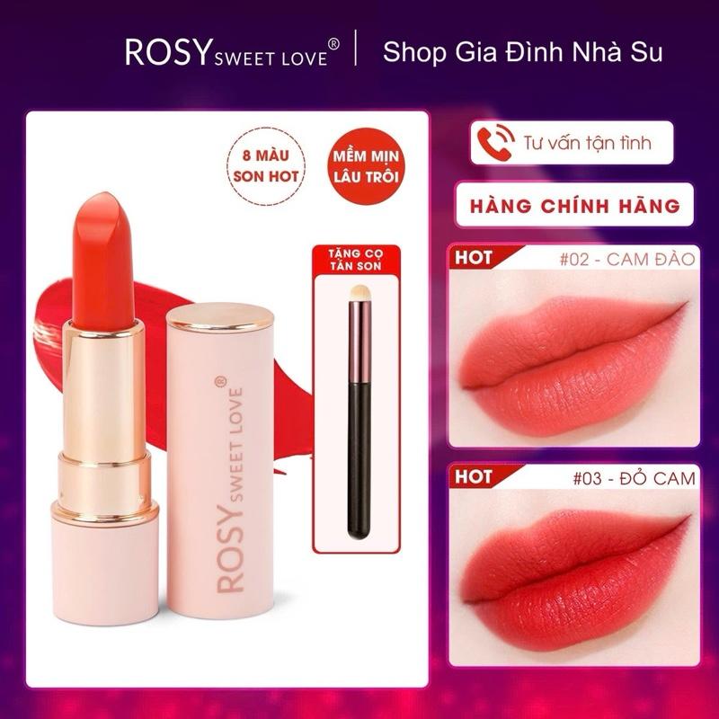 TẶNG 1 CỌ TÁN SON Son Sáp Rosy Dưỡng Môi Mềm Mịn Cao Cấp Siêu lì ,An toàn cho Mẹ Bầu Nữ Cosmetic Trang Điểm Son Môi Mỹ Phẩm