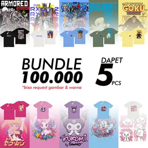 Paket Baju Anak Isi 5 Pcs Premium Motif Kekinian Lucu Fashion Distro Kaos bahan cotton combed 30s Pakaian