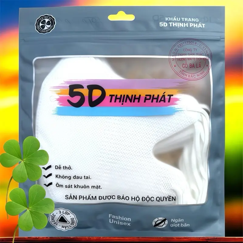 50 Khẩu Trang 5D Thịnh Phát 3 Lớp Kháng Khuẩn, Kháng Giọt Bắn Chống Tia UV Phụ Kiện Chính Hãng