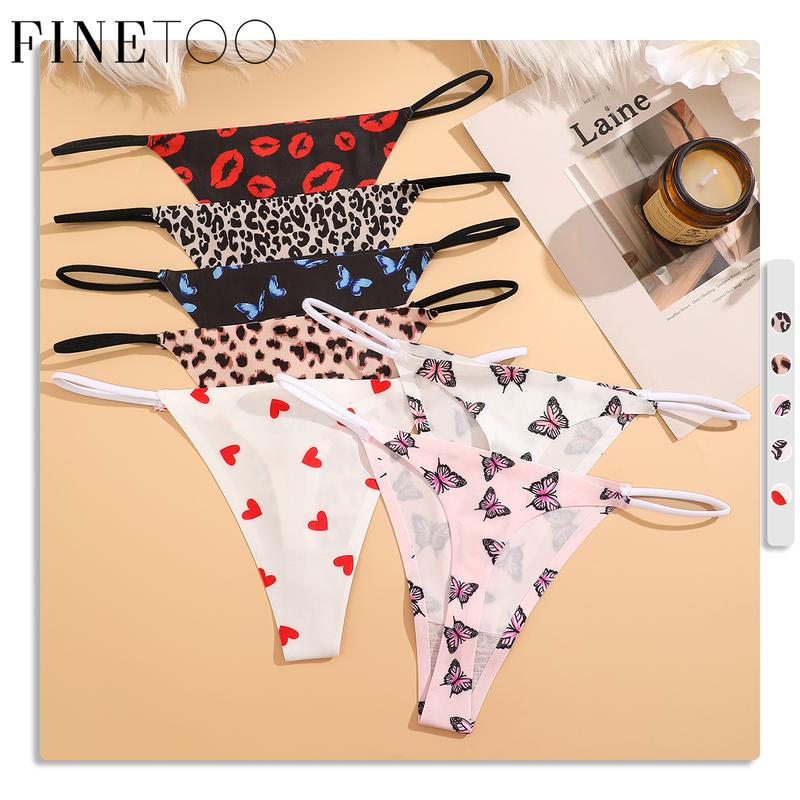 Quần Lót In Hình Không Đường May FINETOO Cạp Thấp Đồ Lót Gợi Cảm Thắt Lưng Mỏng Lưng Chữ T Thoải Mái Dành Cho Nữ Đồ Lót Có Cỡ XS-XL