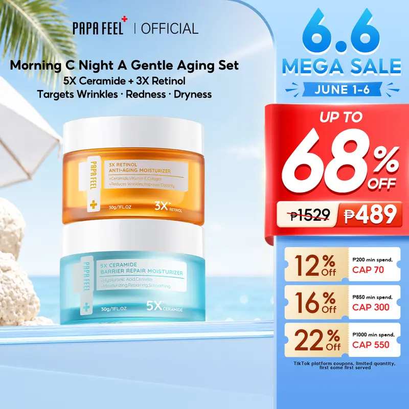 Live!】PAPA FEEL [FDA] [Morning C Night A 4PCS-Set] 5X Ceramide