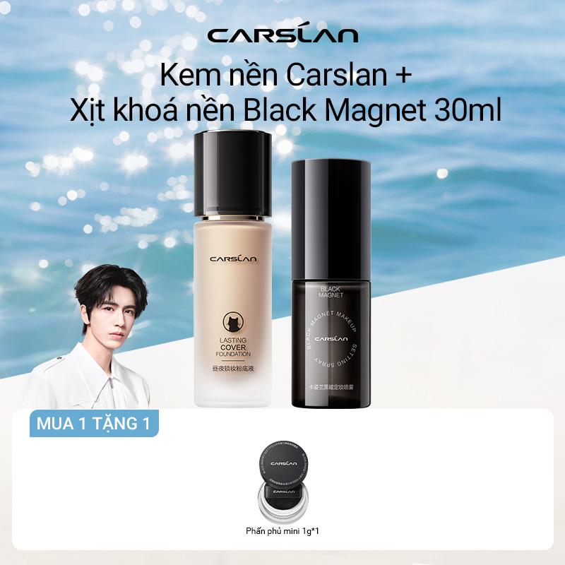   COMBO Kem nền dạng lỏng lâu trôi Carslan 30ml+Xịt Khóa Nền Black Magnet Nam Châm Màu Đen Carslan 30ML+【Free gift Phấn phủ dạng bột mini 1g*1 