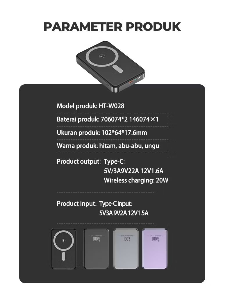 Powerbank Magsafe Mini 20000mAh Magnetic Wireless Charging 20W PD Fast Charge Bodi Logam Tipis Pocket Size Kecil dan Lebih Portabel Powerbank Magsafe Mini 20000mAh Magnetic Wireless Charging 20W PD Fast Charge Bodi Logam Tipis Pocket Size Kecil dan Lebih Portabel