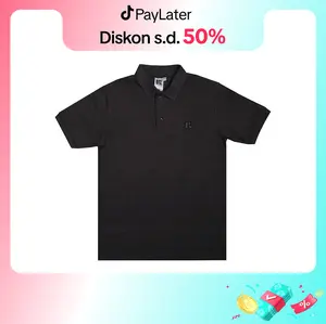 Russ Poloshirt Pria Pique Hemcoste Black ( Up To Big Size ) Basic Kaos Kerah Polo Bordir Pendek