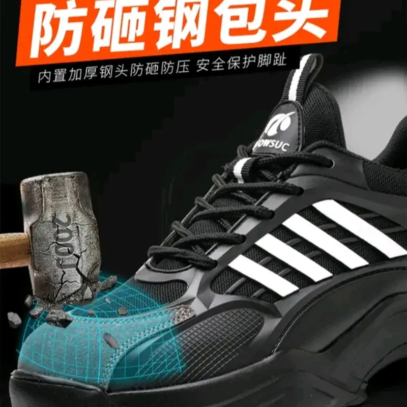 (By11) Sepatu Safety Pria Ujung Besi  Boots kerja Lapangan Shoes Hitam Hijau 1